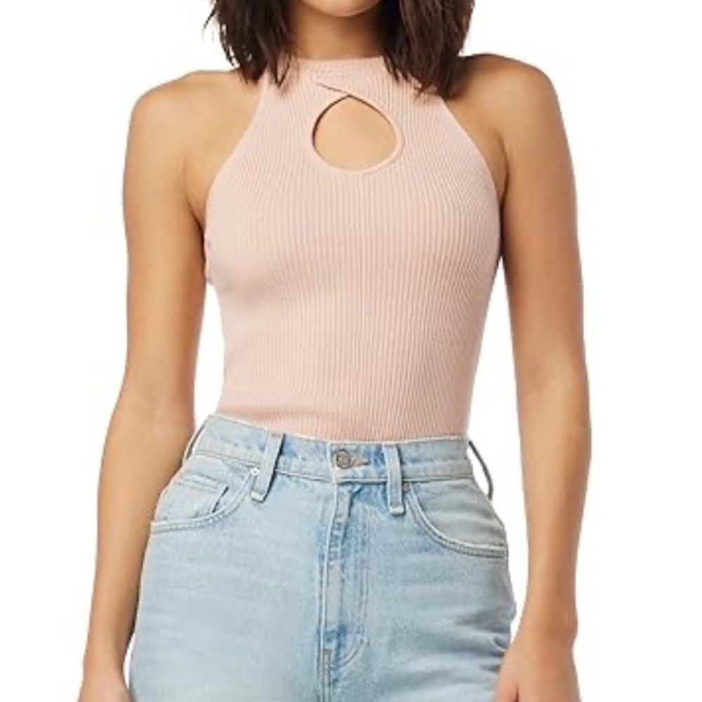 Ribbed Knit Halter Top - Pink